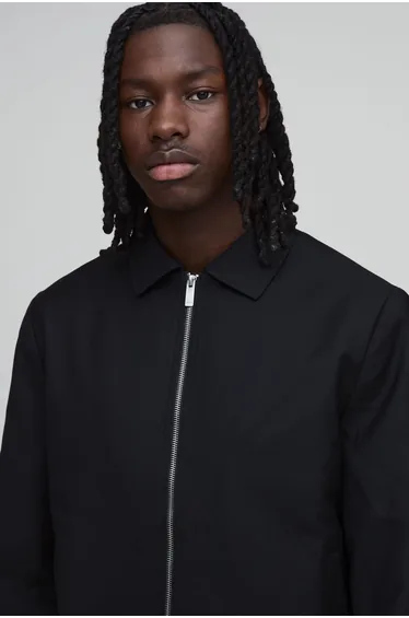 Tailored Zip Up Harrington Co-Ord Jacket - black