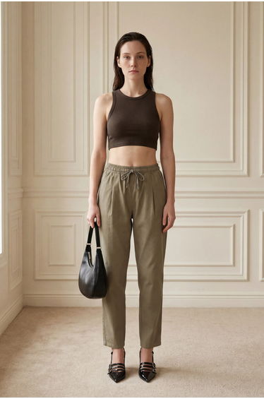 MY FASHION Ankle Length Drawstring Waist Pants with Pocket