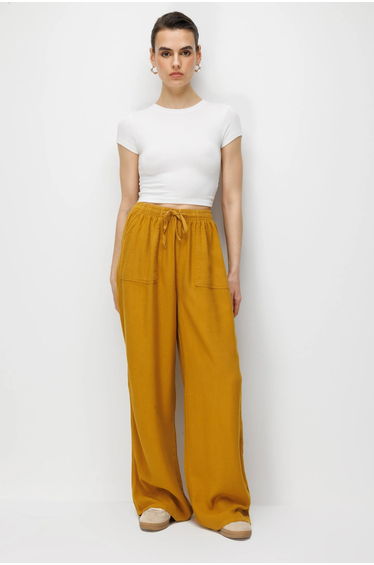 Mixray Elastic Waist Straight Leg Pants