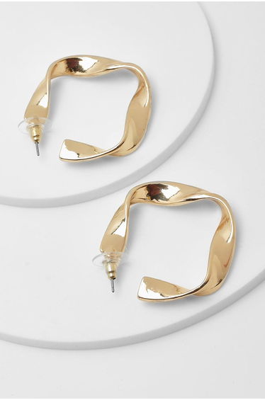 Gold Twist Hoop Earrings - gold