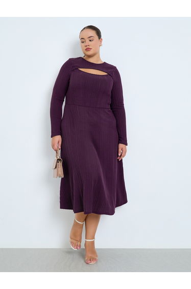 Plus Size Cut Out Detail A-Line Midi Dress
