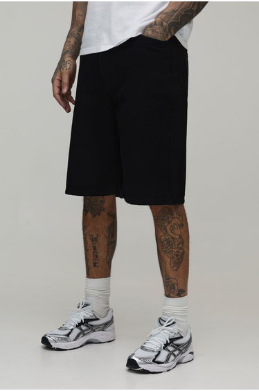Tall Relaxed Fit Denim Shorts - black