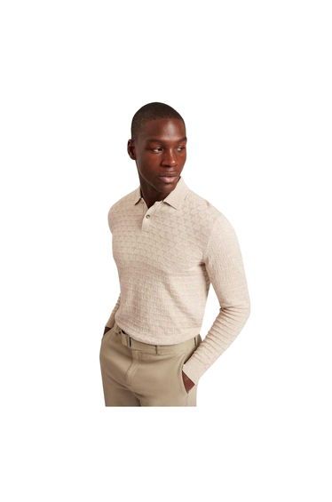 Ted Baker Mens Short-Sleeved Polo Shirt - Natural