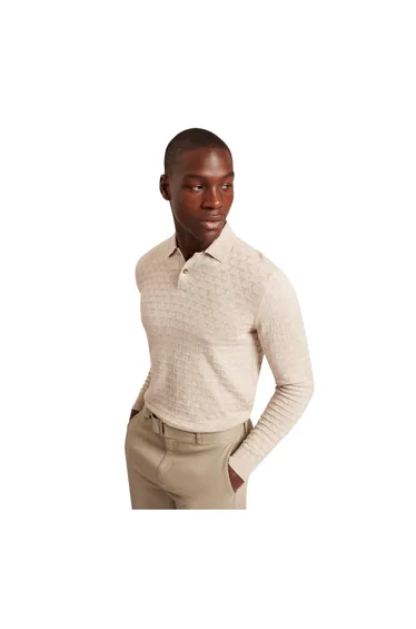 Ted Baker Mens Short-Sleeved Polo Shirt - Natural