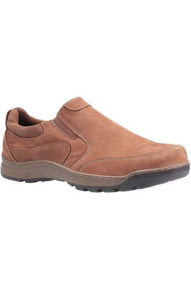 Hush Puppies Mens Jasper Nubuck Leather Slip On Shoe - Tan Nubuck