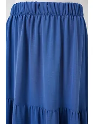 Women's Indigo Patterned Long Viscose Skirt - 5