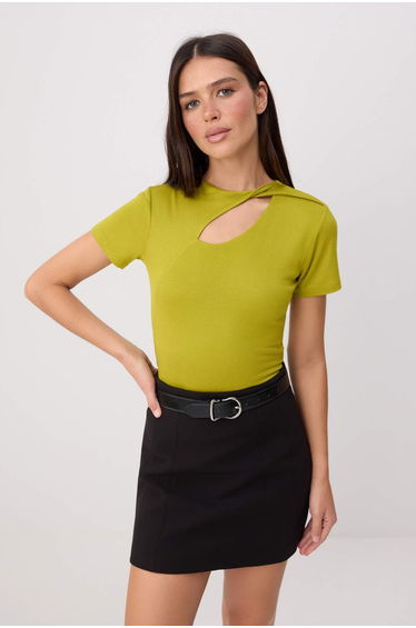 Oil Green Knitted Blouse