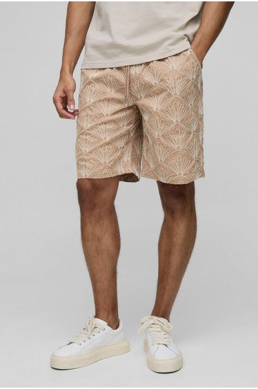 Elasticated Relaxed Fit 3D Embroidered Shorts