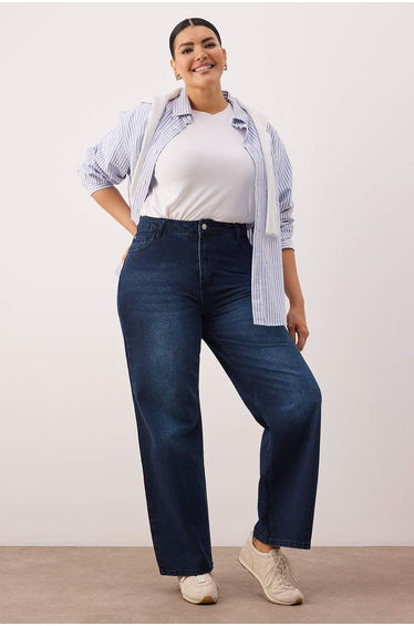 Midnight blue high waist wide leg plus size wide leg jeans