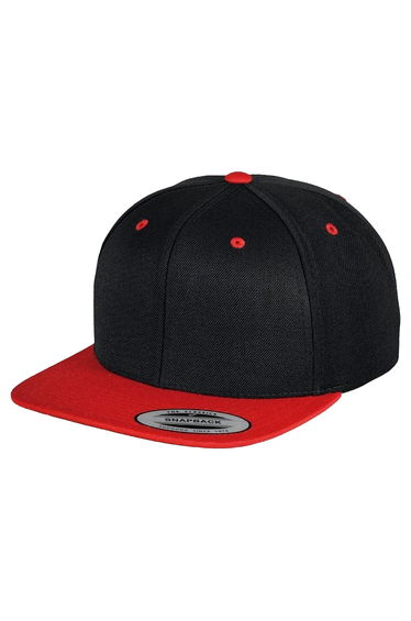 Yupoong Mens The Classic Premium Snapback 2-Tone Cap - Black/Red
