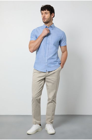 Blue Short Sleeve Oxford Shirt