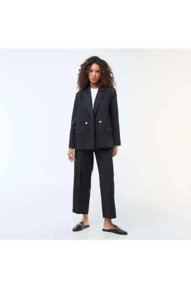Double-Breasted Tailored Blazer BLACK