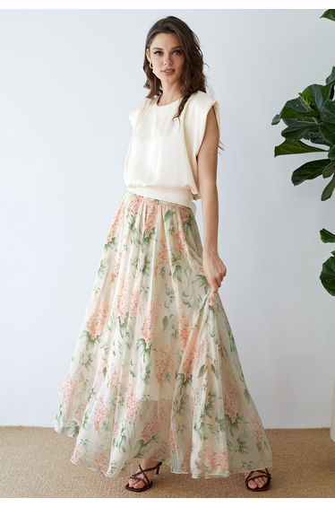 Blooming Hyacinth Watercolor Maxi Skirt