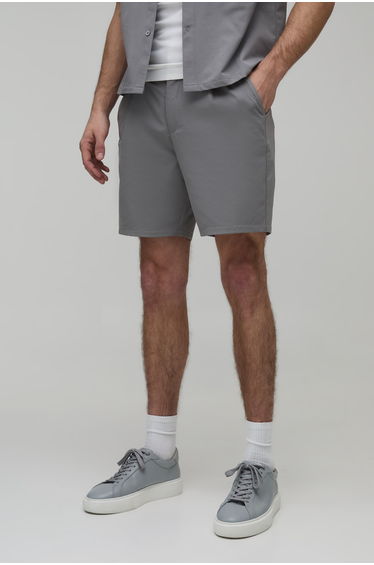 Slim Fit Mid Length Technical Short - grey
