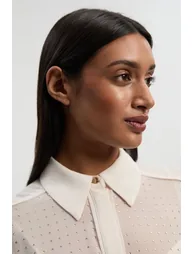 Petite Hotfix Studded Long Sleeve Shirt Woven Maxi Dress - 2