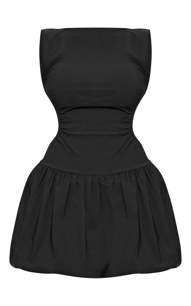 Shop Black Stretch Woven Cut Out Backless Shift Dress Online in Oman