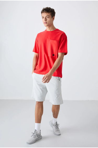 TOMMY Oversized Cotton-Blend Crew Neck T-Shirt With Pocket