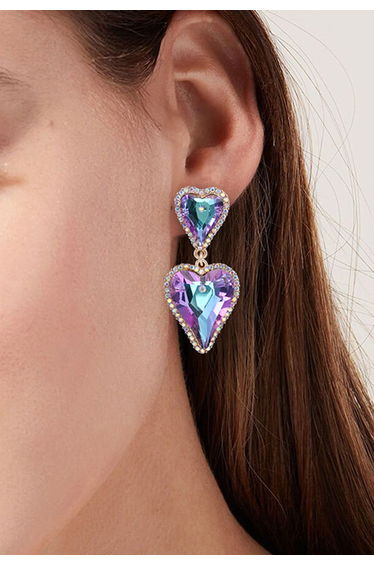 Dazzling Glam Rhinestone Heart Earrings
