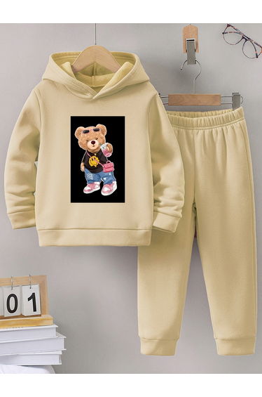 Girl Graphic Print Hoodie with Pants Set