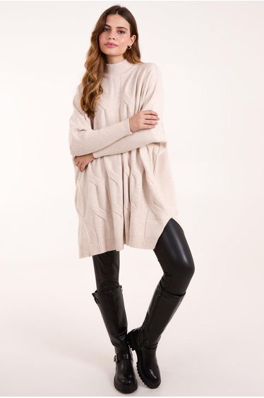 Stand Neck Big Cable Jumper