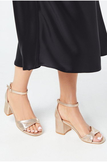Wide Fit Sophia Soft Twist Low Block Heeled Sandals