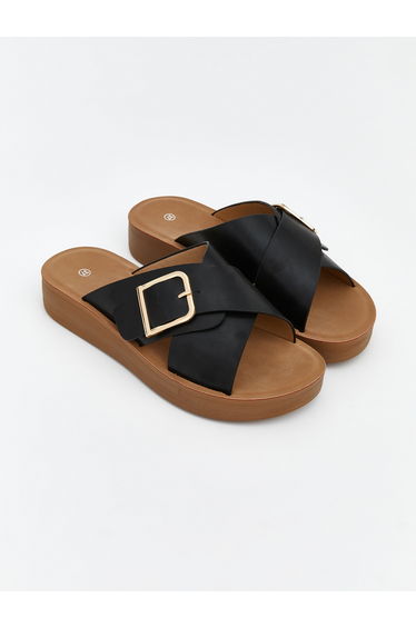 Women's Leather-Look Slides