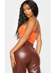 Shape Orange Woven Corset Crop Top - 1