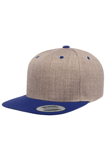 Yupoong Mens The Classic Premium Snapback 2-Tone Cap - Heather/Royal Blue