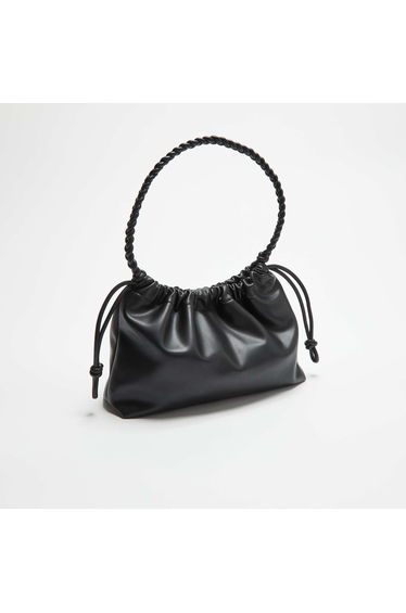 Faux Leather Pouch Bag BLACK