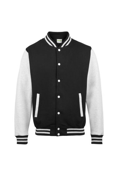 Awdis Kids Unisex Varsity Jacket / Schoolwear - Jet Black /Heather Grey