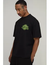 Oversized Ninja Turtles Spinal License Print T-Shirt - black