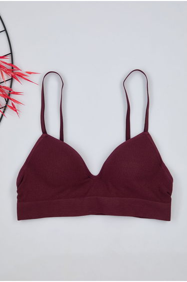 Dark Cherry Seamless Rope Strap Covered Bralette Knitted Bra