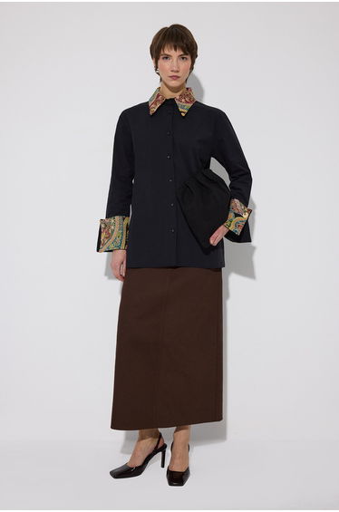SHIRT WITH ETHNIC PATTERNED DETAILED