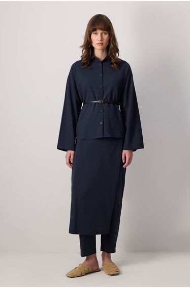 SHIRT AND PANTS SET WITH BELT DETAIL