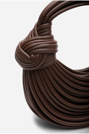 Blossom Curved Dark Brown Metallic Shoulder Bag