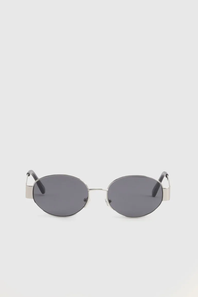 Silver Retro Oval Shape Sunglasses - silver - 2
