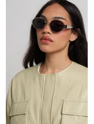 Silver Retro Oval Shape Sunglasses - silver