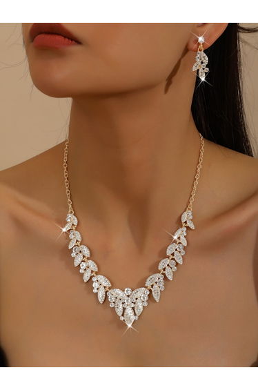 2-Piece Rhinestone Embellished Necklace and Earrings Jewelry Set