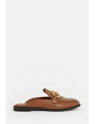 Leather Open Back Slip-on Loafer - 2