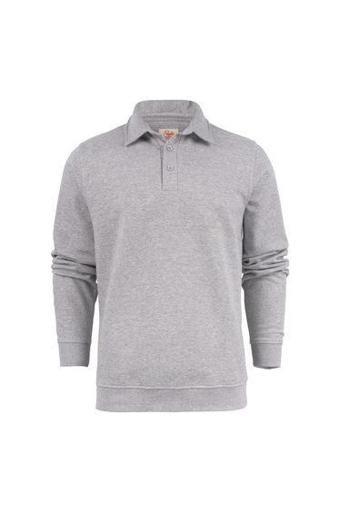 Printer Homerun Long-Sleeved Polo Shirt - Grey Melange