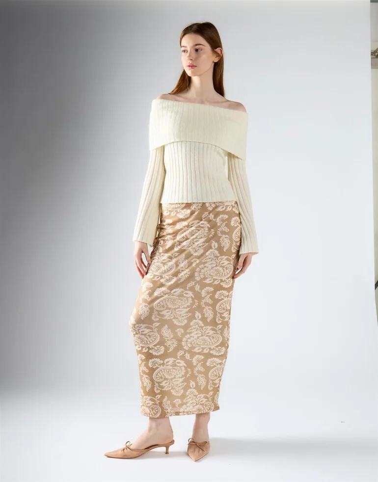 Cream Bardot Knit Jumper