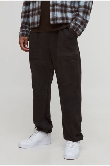 Relaxed Fit Washed Pocket Detail Embroidered Jogger - chocolate