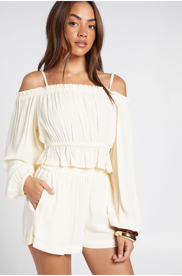 Textured Beach Short - ecru