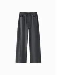 Women's Wide-Leg Pants with Drawstring Waist - 4