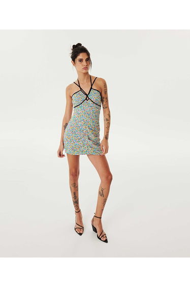 Patterned draped dress