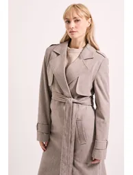 Herringbone Midi Coat - 1