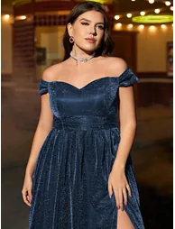 Leely Plus Women's Elegant V Neck Extra-Long Sleeve Mermaid Party Dress - 2