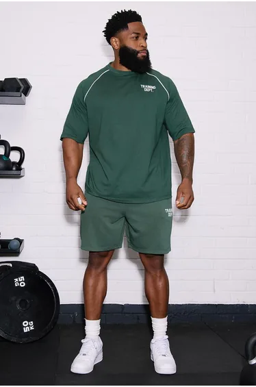Training Dept Oversized Piping T-Shirt - dark green
