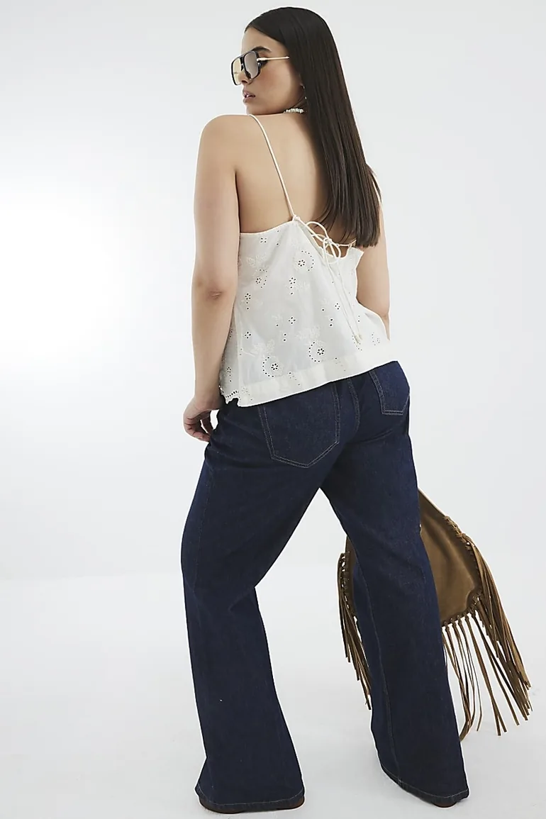 Blue High Rise Relaxed Flared Leg Jeans - 3