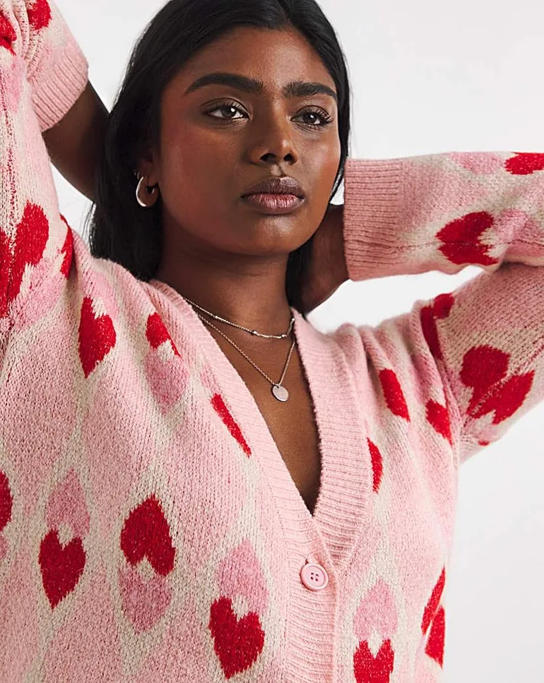 Heart Jacquard Cardigan - 3